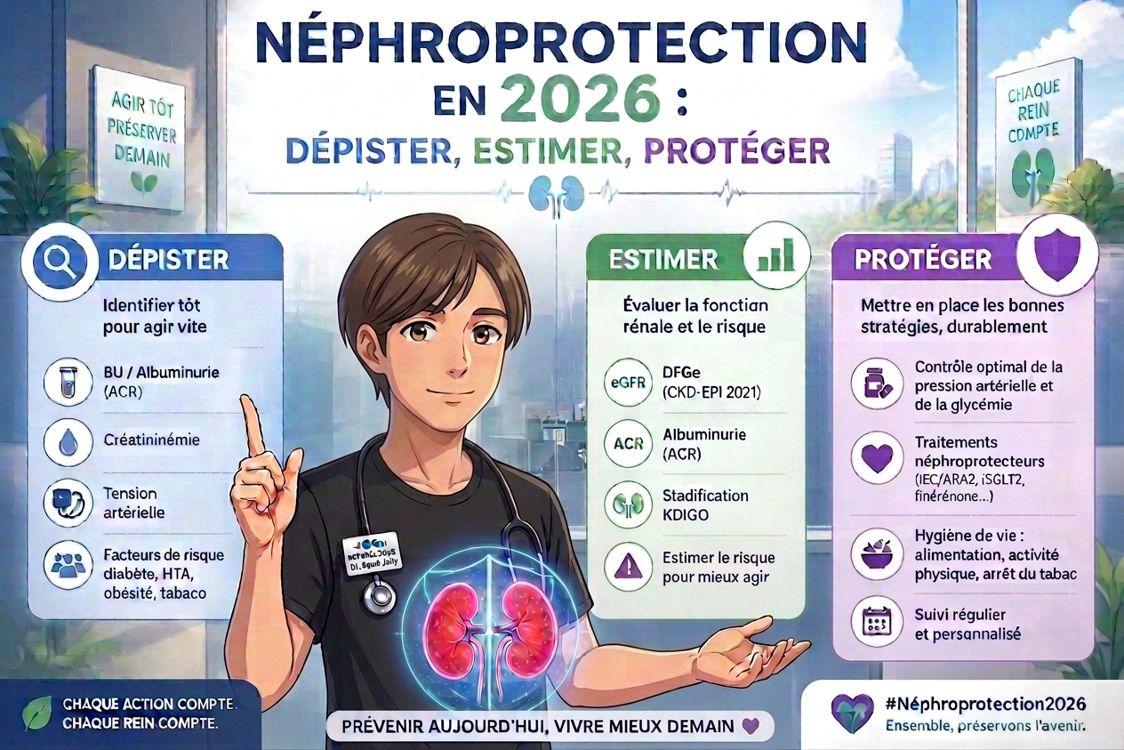Néphroprotection en 2026 : dépister, estimer, protéger